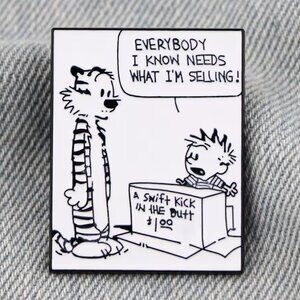Calvin & Hobbes Enamel Pin NEW! Cartoon Bill Watterson 616A6